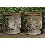 A PAIR OF CARVED LIMESTONE PLANTERS, LATE 20TH CENTURY