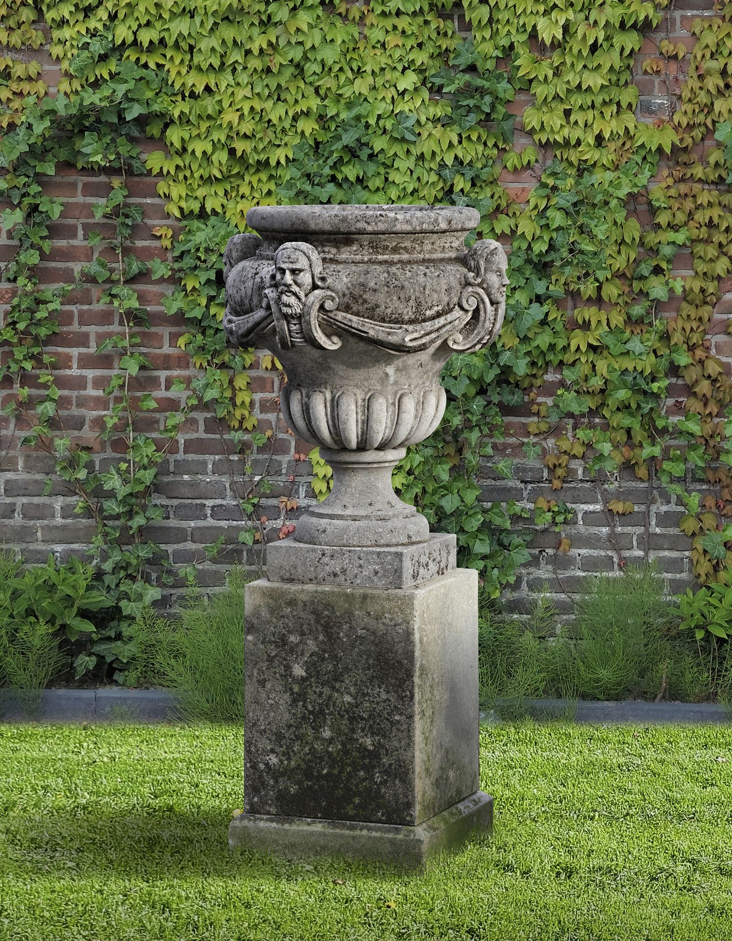 A CARVED LIMESTONE PLANTER, SECOND HALF 20TH CENTURY