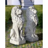 A PAIR OF ITALIAN SCULPTED WHITE MARBLE MODELS OF SEATED LIONS, LATE 19TH CENTURY