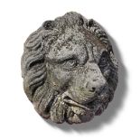 A SCULPTED CARVED LIMESTONE LION FOUNTAIN MASK WALL FOUNTAIN, 20TH CENTURY