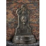 A CONTINENTAL CAST IRON WALL FOUNTAIN, LATE 20TH CENTURY, AFTER THE MANNER OF VAL D’OSNE