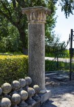 A CARVED LIMESTONE COLUMN, 19TH CENTURY