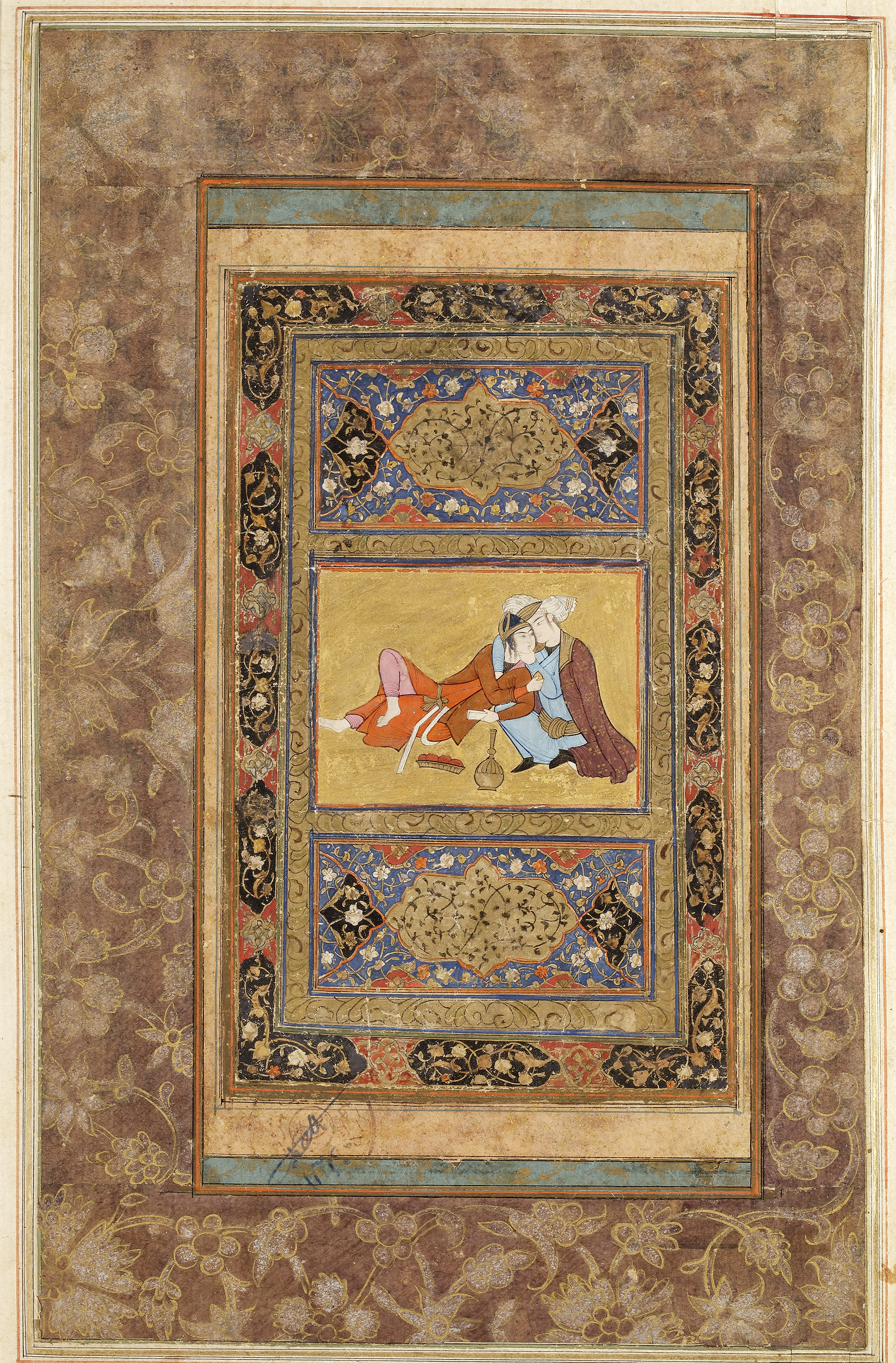 AN EMBRACING COUPLE, PERSIA, SAFAVID, 17TH CENTURY - Image 2 of 4