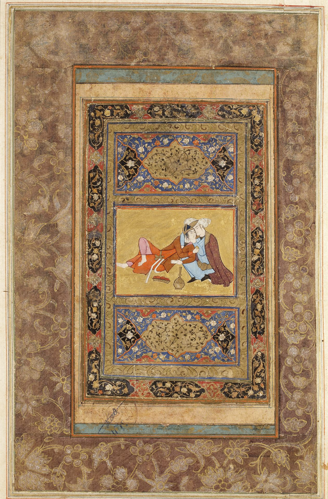 AN EMBRACING COUPLE, PERSIA, SAFAVID, 17TH CENTURY - Bild 2 aus 4