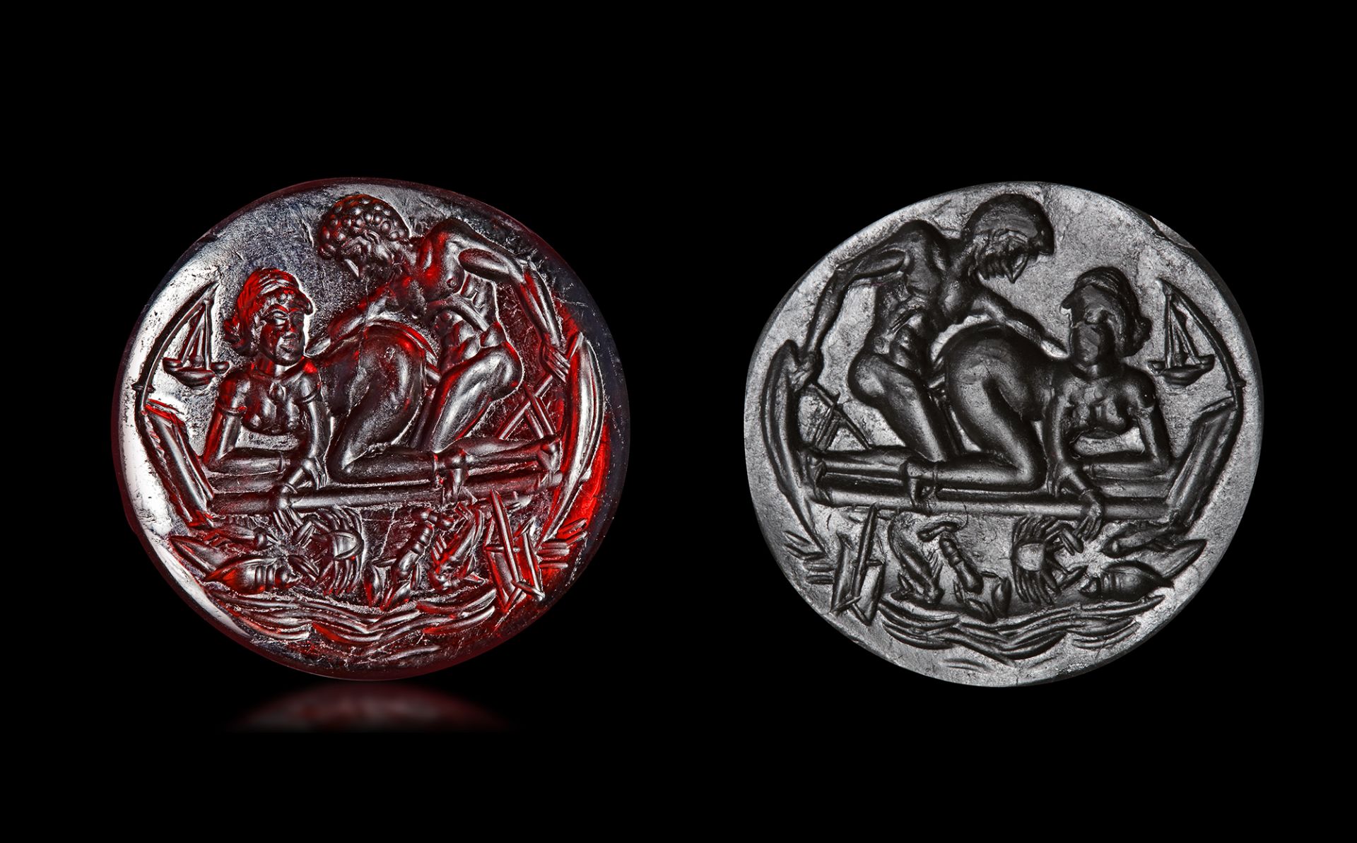 AN EROTIC GARNET INTAGLIO, 17TH-18TH CENTURY AD