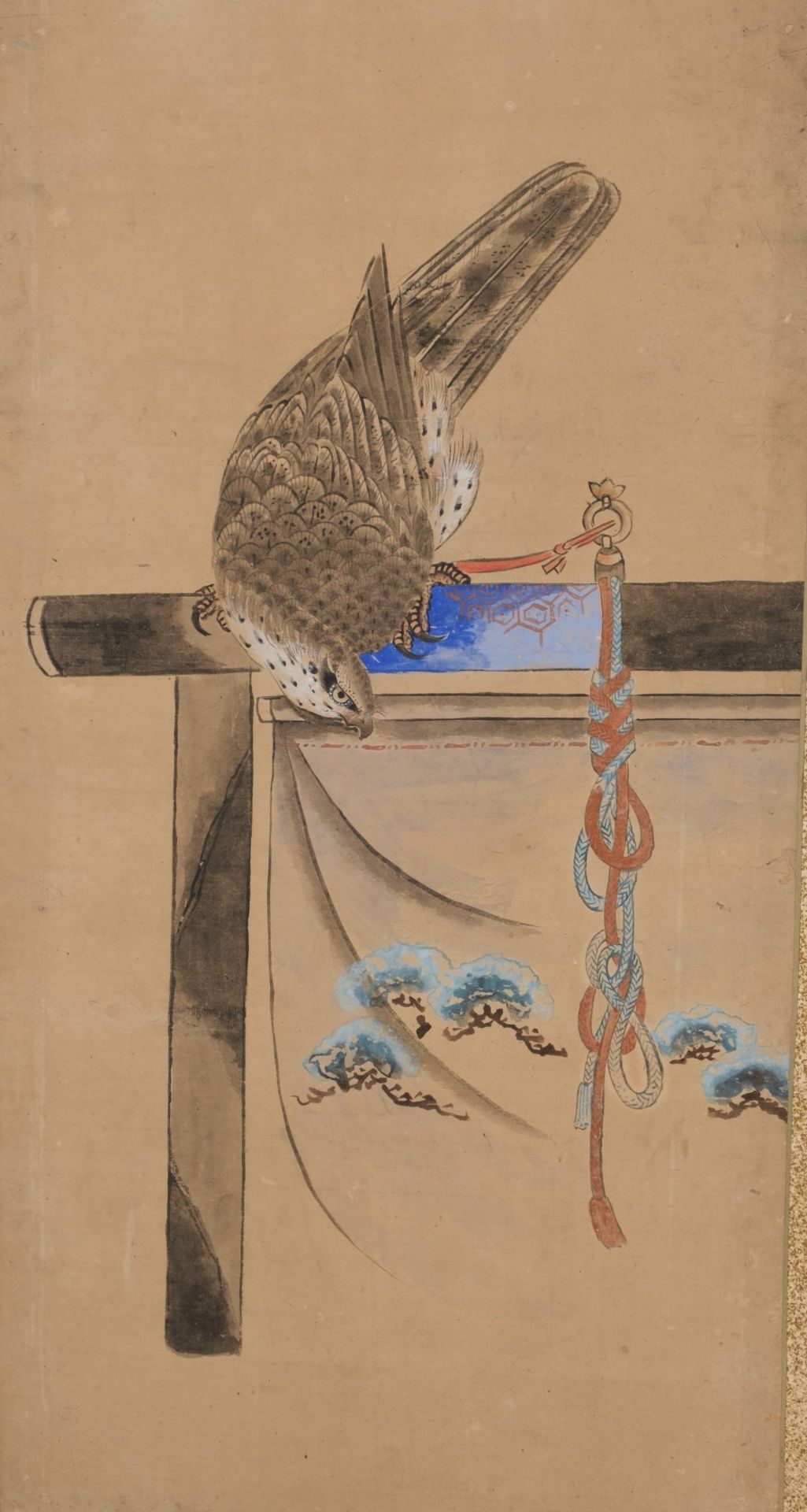 A JAPANESE TWO PANEL SCREEN WITH HAWKS, 19TH CENTURY (LATE EDO EARLY MEIJI PERIOD) - Bild 4 aus 12