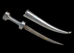 AN OTTOMAN SILVER DAGGER, (HANCER) TURKEY, 19TH CENTURY