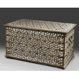 A LARGE OTTOMAN BONE INLAID WOODEN CHEST, SYRIA, LATE 19TH-EARLY 20TH CENTURY