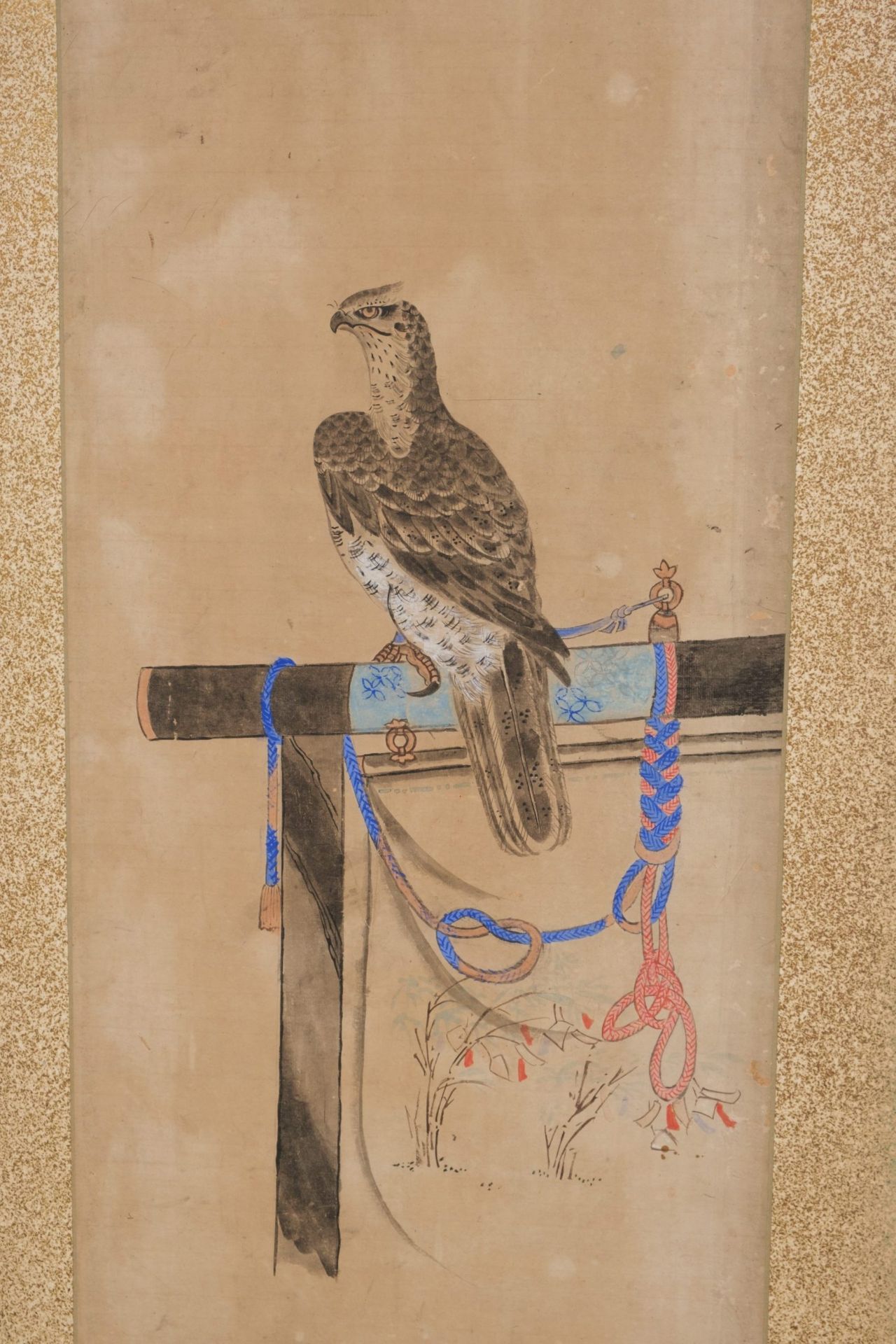A JAPANESE TWO PANEL SCREEN WITH HAWKS, 19TH CENTURY (LATE EDO EARLY MEIJI PERIOD) - Bild 3 aus 12