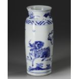 A CHINESE BLUE AND WHITE SLEEVE VASE, 19TH-20TH CENTURY