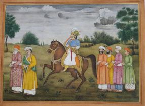 NAWAB WAJID ALI SHAH OF OUDH WITH HIS RETINUE COMPANY SCHOOL, LUCKNOW, CIRCA 19TH CENTURY