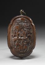 A CHINESE PEAR WOOD TOBACCO BOX, 18TH CENTURY