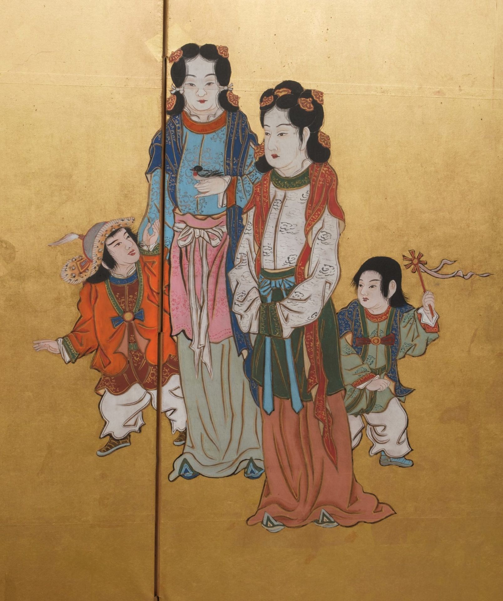 A JAPANESE 6-PANEL BYÔBU WITH PLAYING CHILDREN, SECOND HALF 19TH CENTURY (EARLY MEIJI PERIOD) - Bild 2 aus 6