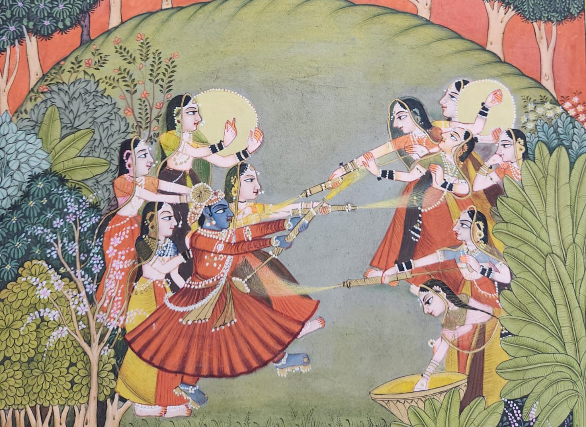 KRISHNA AND RADHA PLAYING HOLI INDIA, BUNDI, CIRCA 1820-1830 - Bild 3 aus 4