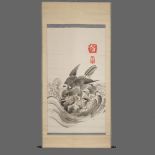 A JAPANESE SCROLL OF HAWK WITH 2 SEALS, MID 20TH CENTURY (MID SHOWA PERIOD)