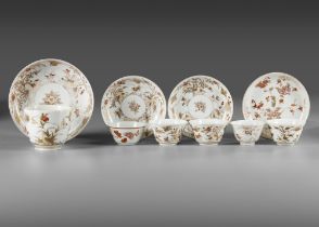 A JAPANESE COLLECTION OF SIX CUPS AND FOUR SAUCERS, 18TH CENTURY