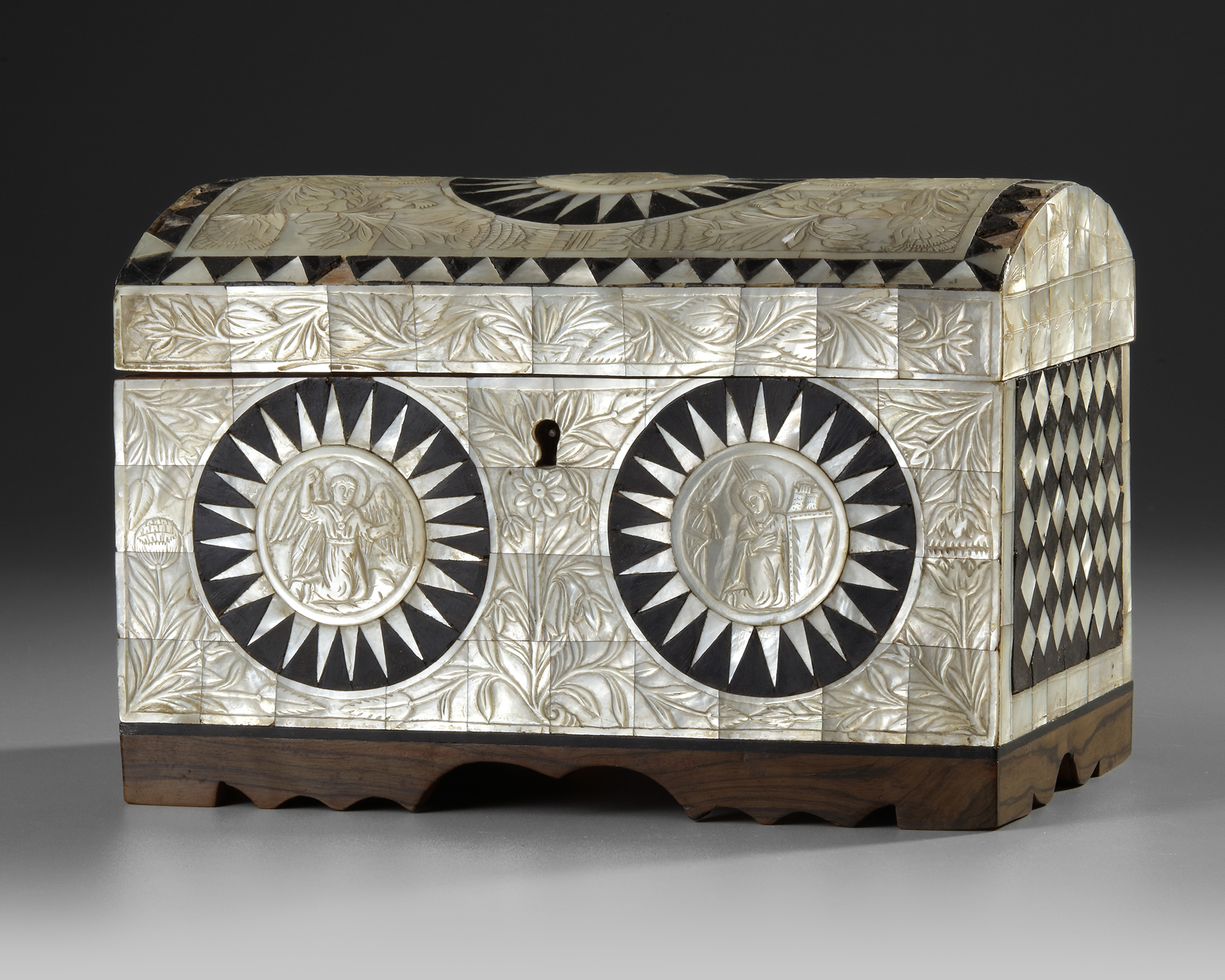 AN OTTOMAN MOTHER OF PEARL INLAID WOODEN BOX, TURKEY PROVINCES, 19TH CENTURY