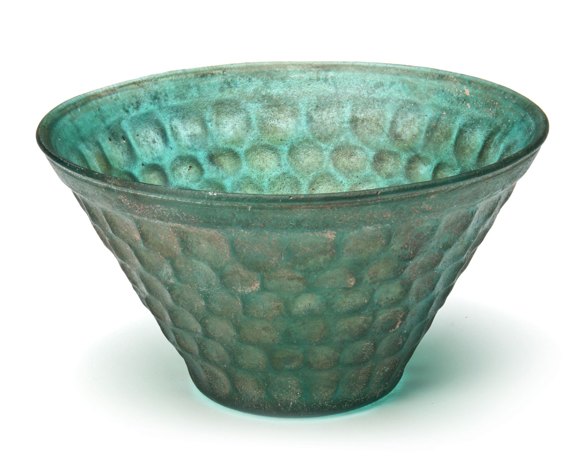 A PERSIAN GREEN CUT GLASS BOWL, 8TH-9TH CENTURY - Image 7 of 10