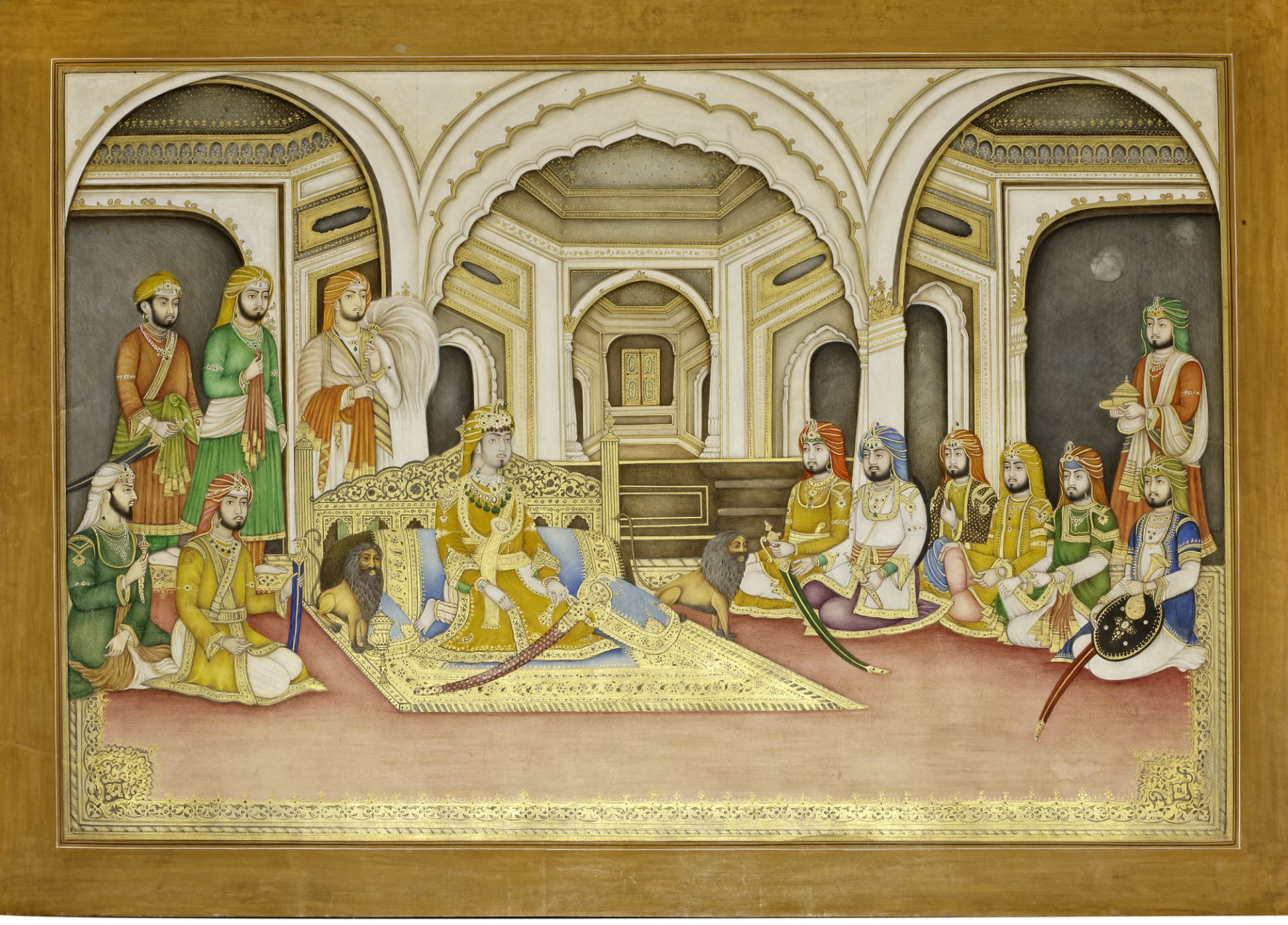 DURBAR OF BHARPUR SINGH, RAJAH OF NABHA (R. 1847-63), ENTHRONED WITH ATTENDANTS AFTER THE UMBALLA DU