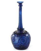 A LARGE MOULD-BLOWN BLUE GLASS BOTTLE-VASE OR SPRINKLER, PERSIA, 12TH CENTURY