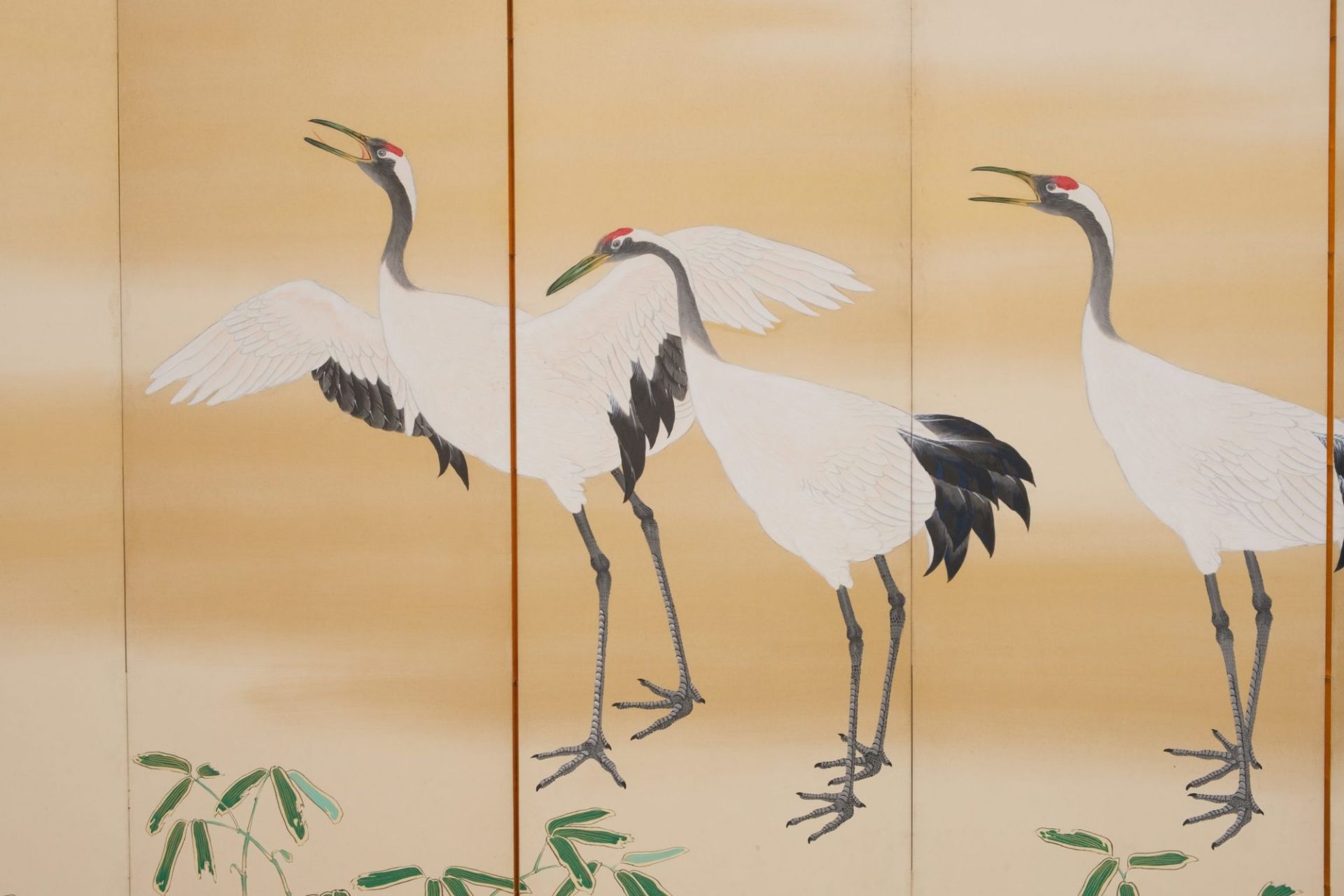A JAPANESE MID-SIZE 6-PANEL RINPA STYLE BYÔBU (FOLDING SCREEN) WITH CRANES, FIRST HALF 20TH CENTURY - Image 8 of 13