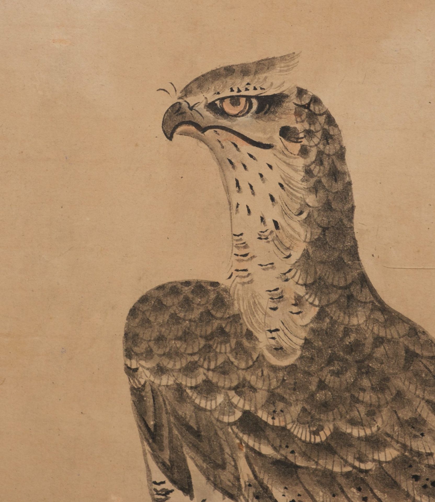 A JAPANESE TWO PANEL SCREEN WITH HAWKS, 19TH CENTURY (LATE EDO EARLY MEIJI PERIOD) - Bild 5 aus 12
