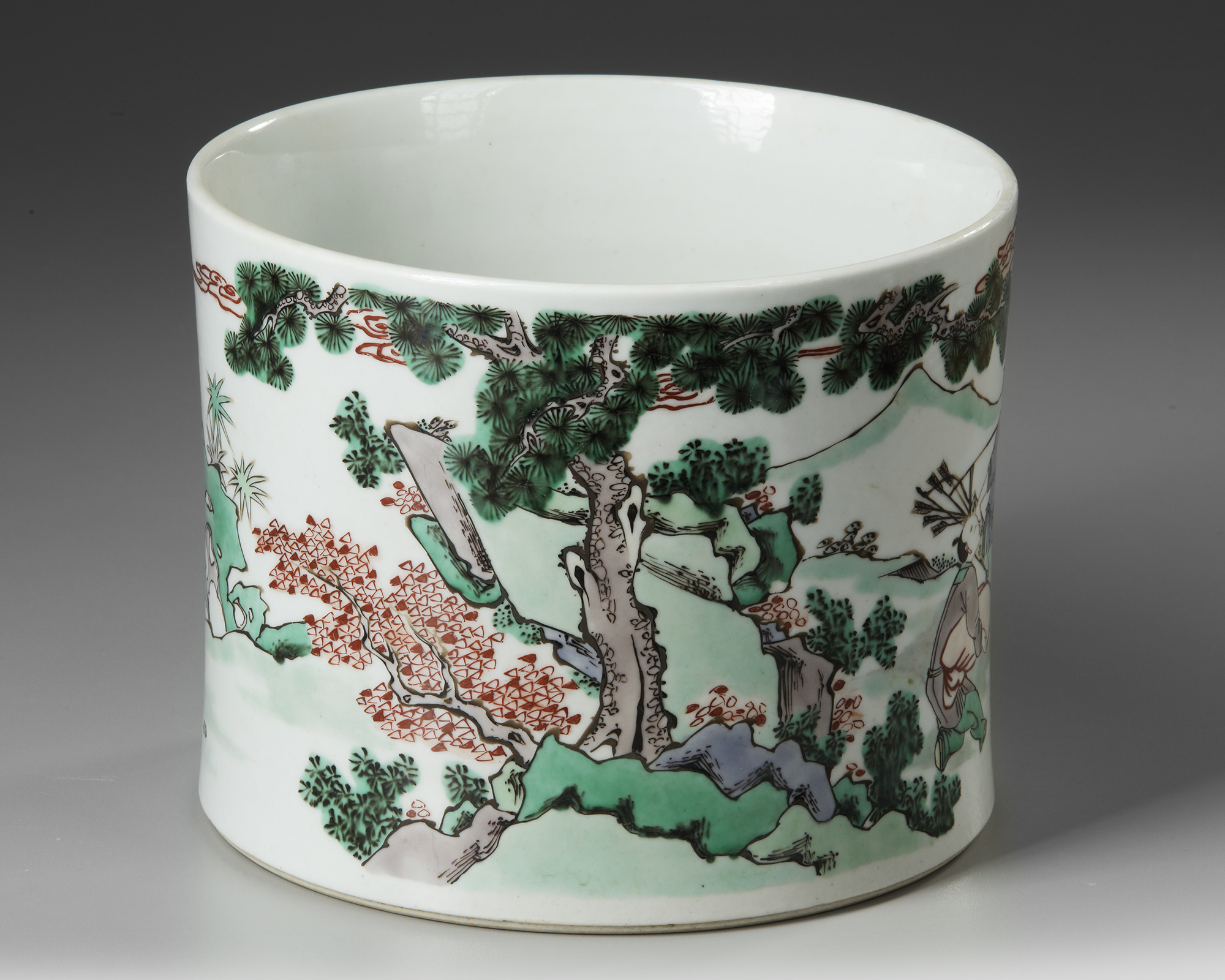 A CHINESE FAMILLE VERTE BRUSH POT, QING DYNASTY (1644-1911) - Image 5 of 7