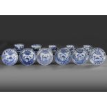 A COLLECTION OF CHINESE BLUE AND WHITE FIVE CUPS AND ELEVEN SAUCERS, 18TH CENTURY