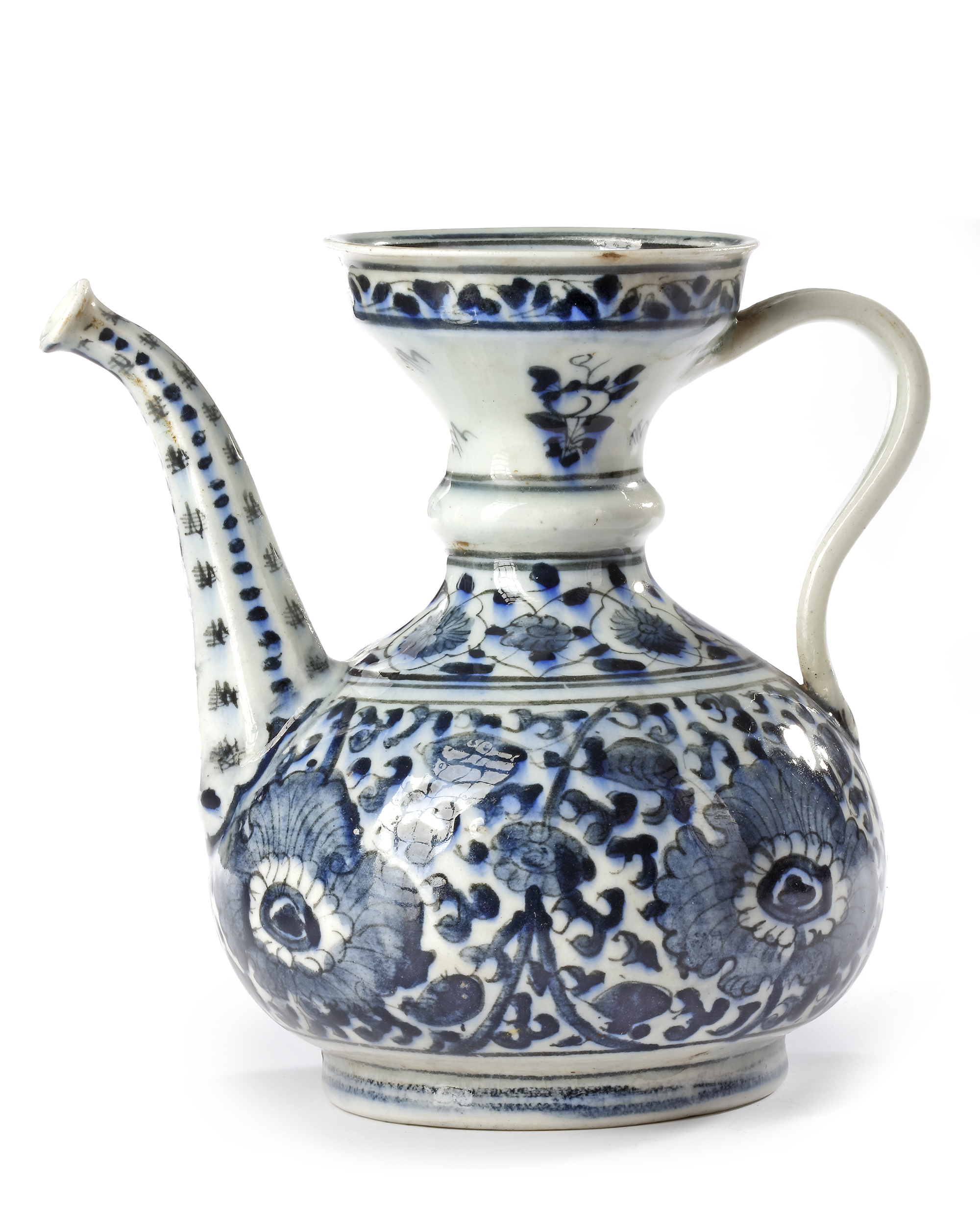 A SAFAVID BLUE, BLACK AND WHITE EWER, PERSIA, 18TH CENTURY - Image 2 of 5