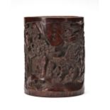 A CHINESE BAMBOO CARVED BRUSH POT, 18TH-19TH CENTURY