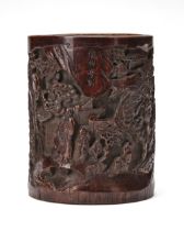 A CHINESE BAMBOO CARVED BRUSH POT, 18TH-19TH CENTURY