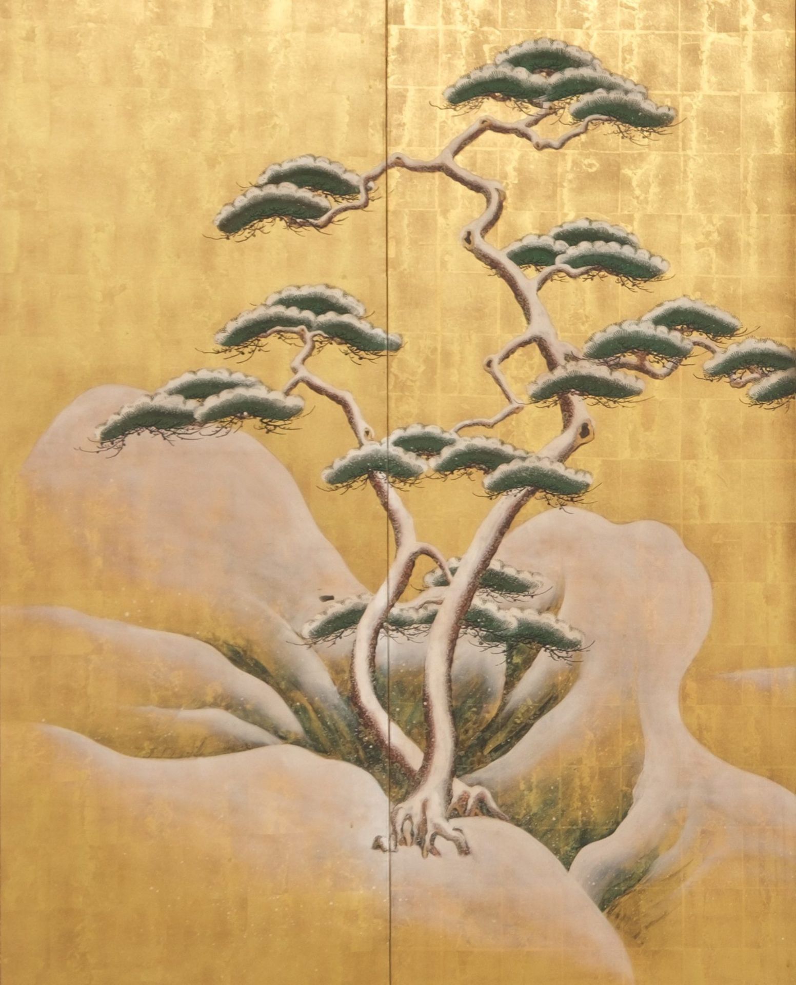 A LARGE JAPANESE 6-PANEL BYÔBU (FOLDING SCREEN) WITH GENJI RIDING A HORSE, LATE 18TH-EARLY 19TH CENT - Bild 3 aus 9
