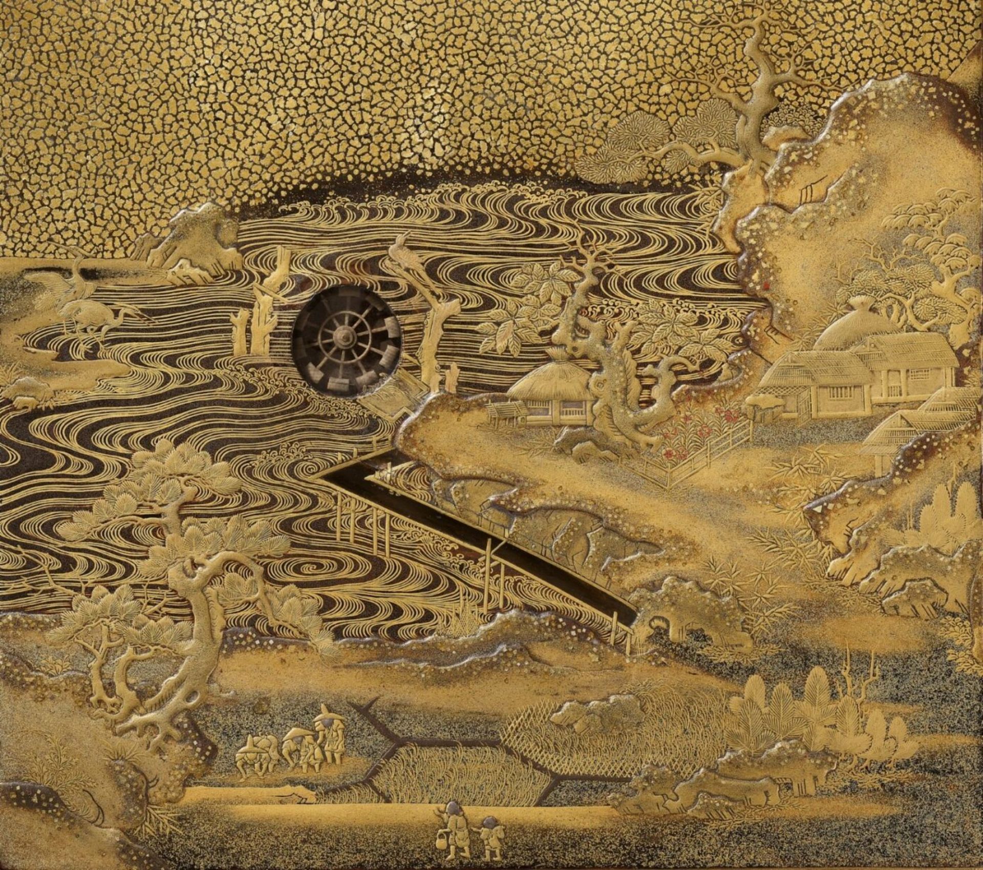 A SUPERB LACQUER SUZURIBAKO WITH A ‘WATERWHEEL’ MERCURY MECHANISM, JAPAN, SECOND HALF OF 18TH CENTUR - Bild 4 aus 10
