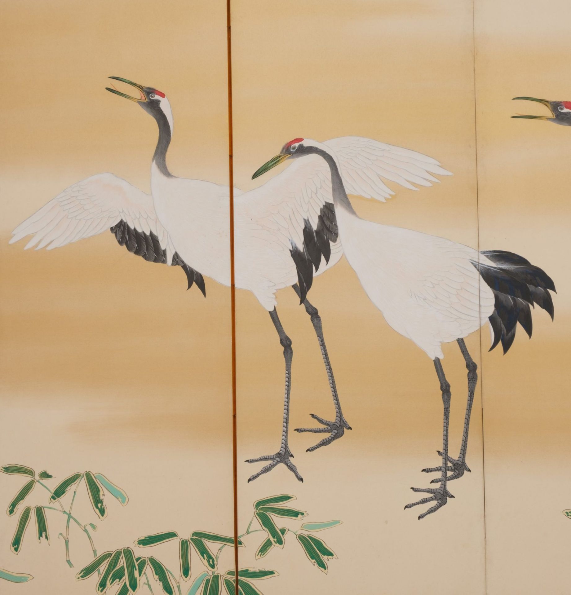 A JAPANESE MID-SIZE 6-PANEL RINPA STYLE BYÔBU (FOLDING SCREEN) WITH CRANES, FIRST HALF 20TH CENTURY - Bild 11 aus 13