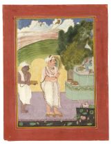 A MAHARAJA AT WORSHIP, BUNDI OR KOTA, RAJASTHAN, INDIA, CIRCA 1820