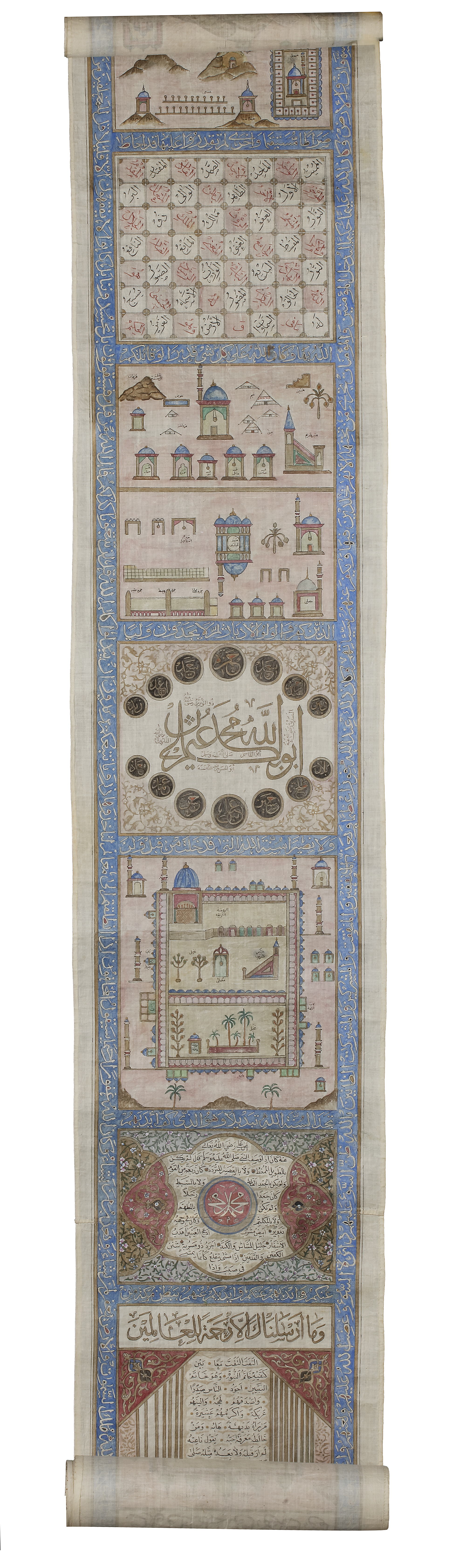 AN OTTOMAN ILLUMINATED HAJJ SCROLL, WRITTEN BY ABDUL-ALAH BIN HUSSAIN IN 1287 AH/1873 AD - Image 5 of 12