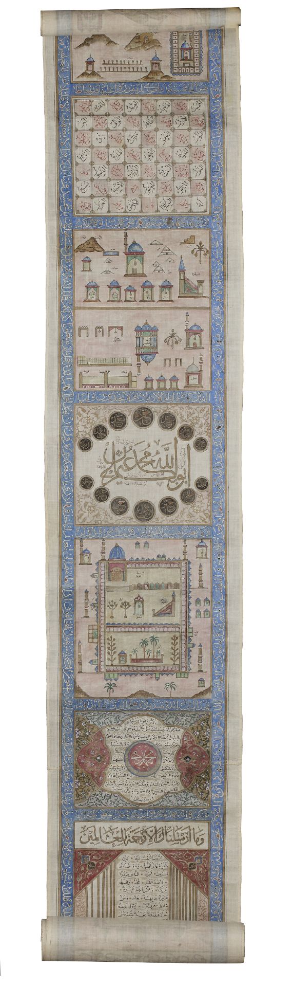 AN OTTOMAN ILLUMINATED HAJJ SCROLL, WRITTEN BY ABDUL-ALAH BIN HUSSAIN IN 1287 AH/1873 AD - Image 5 of 12