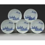 A SET OF FIVE JAPANESE 'NABESHIMA' DISHES, 19TH CENTURY