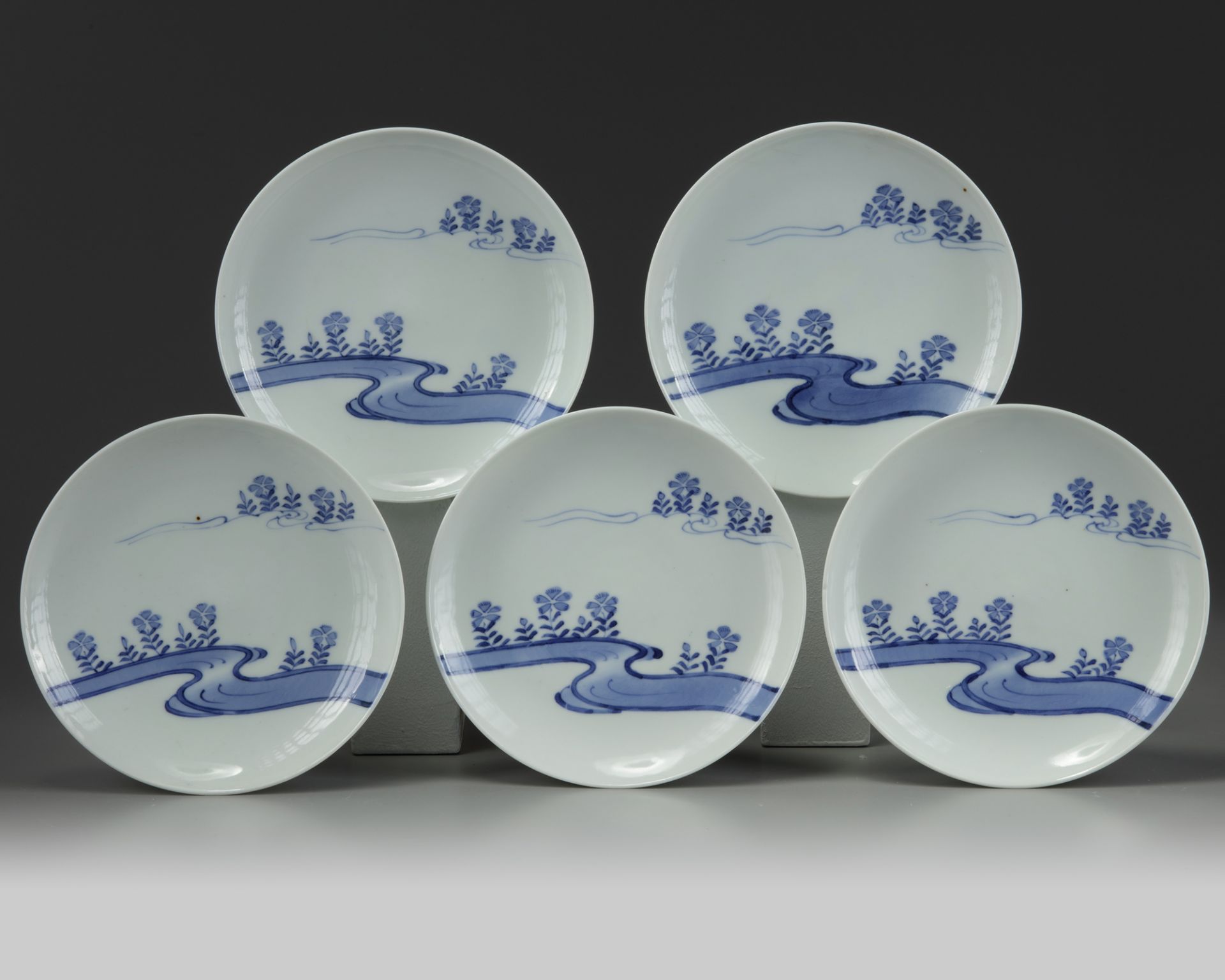 A SET OF FIVE JAPANESE 'NABESHIMA' DISHES, 19TH CENTURY