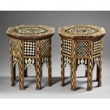 A PAIR OF OTTOMAN MOTHER OF PEARL AND TORTOISESHELL INLAID OCTAGONAL TABLES, EARLY 20TH CENTURY