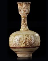 A KASHAN LUSTRE POTTERY BOTTLE VASE, PERSIA, EARLY 13TH CENTURY