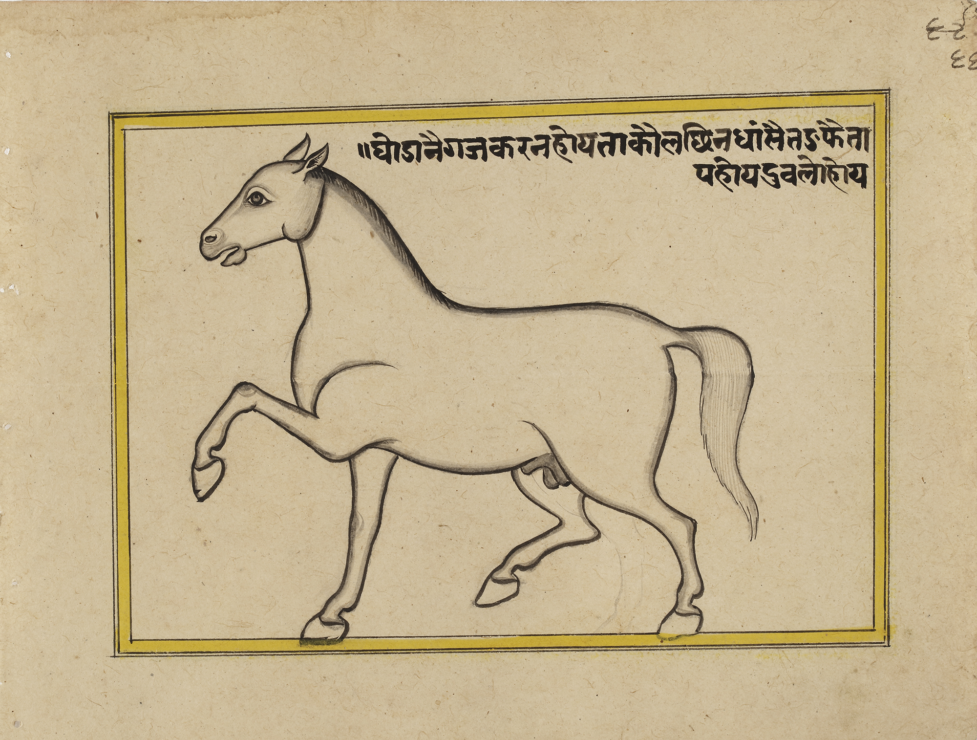 FIFTEEN ILLUSTRATED LEAVES FROM A MANUSCRIPT ON HORSES, INDIA, RAJASTHAN, 19TH CENTURY - Image 3 of 32