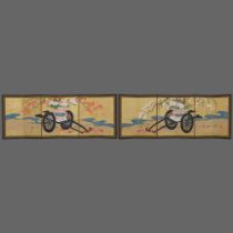 A PAIR OF JAPANESE HINAGATA BYÔBU (DOLL FESTIVAL FOLDING SCREENS), 1820