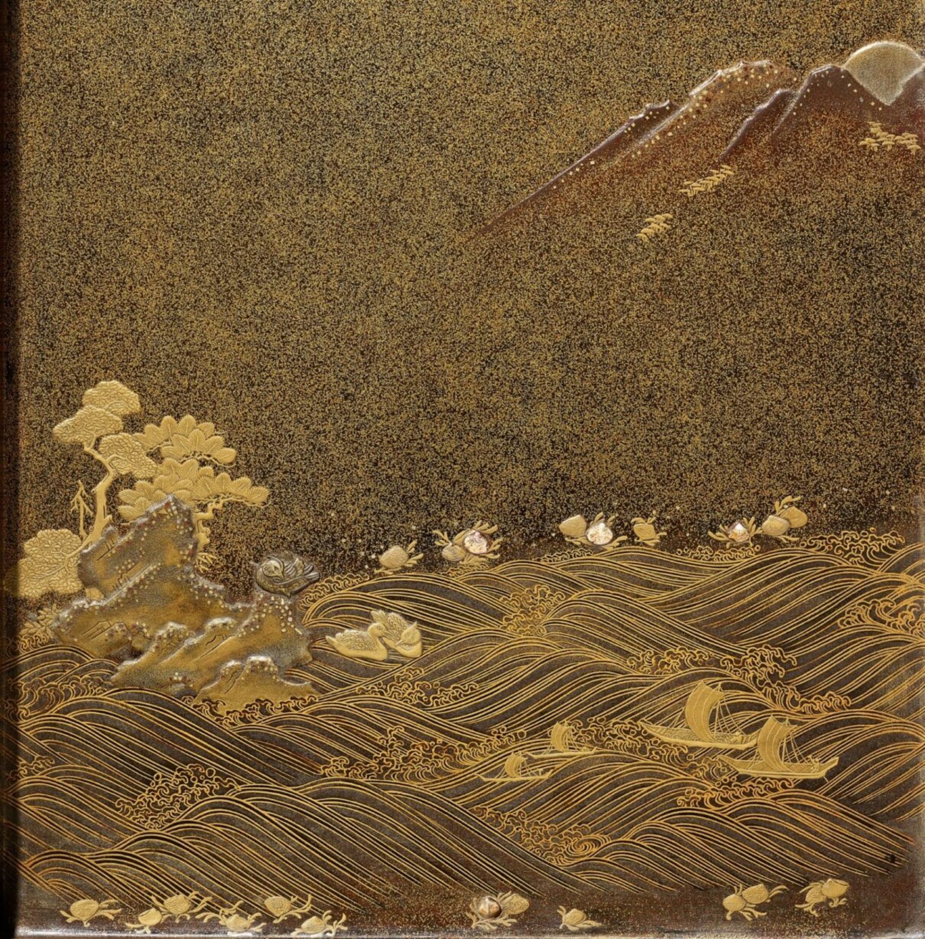 A SUPERB LACQUER SUZURIBAKO WITH A ‘WATERWHEEL’ MERCURY MECHANISM, JAPAN, SECOND HALF OF 18TH CENTUR - Bild 2 aus 10