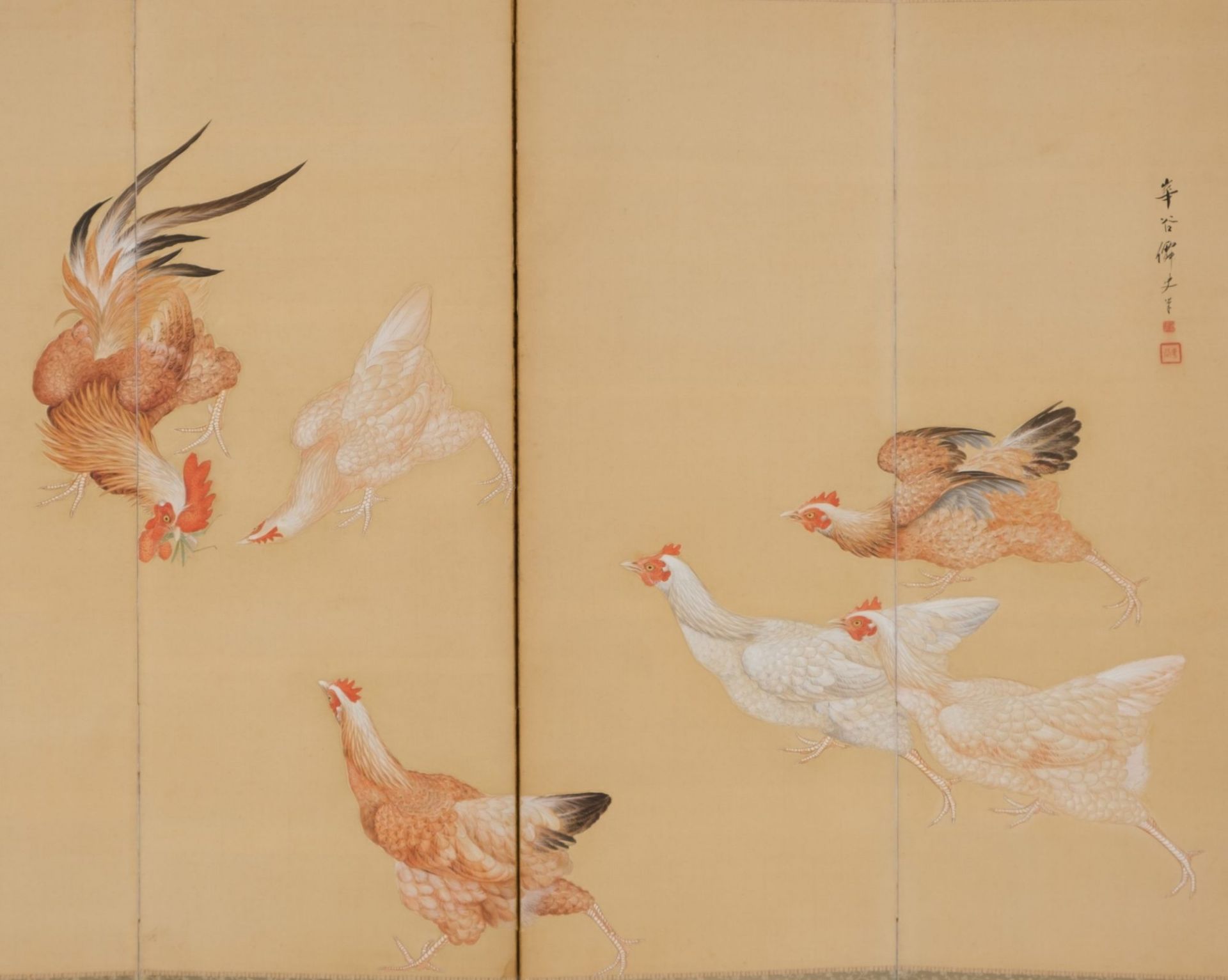 A JAPANESE MID-SIZE FOUR-PANEL BYÔBU, 1912-1926 (TAISHO PERIOD) - Image 2 of 16