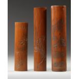 THREE CHINESE BAMBOO WRIST RESTS, 19TH-20TH CENTURY