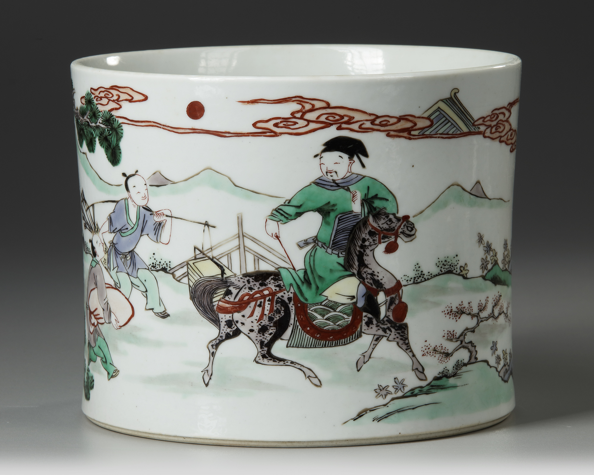 A CHINESE FAMILLE VERTE BRUSH POT, QING DYNASTY (1644-1911) - Image 4 of 7