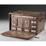 AN INDO-PORTUGUESE WOODEN AND BONE INLAID CHEST, GOA, 17TH CENTURY