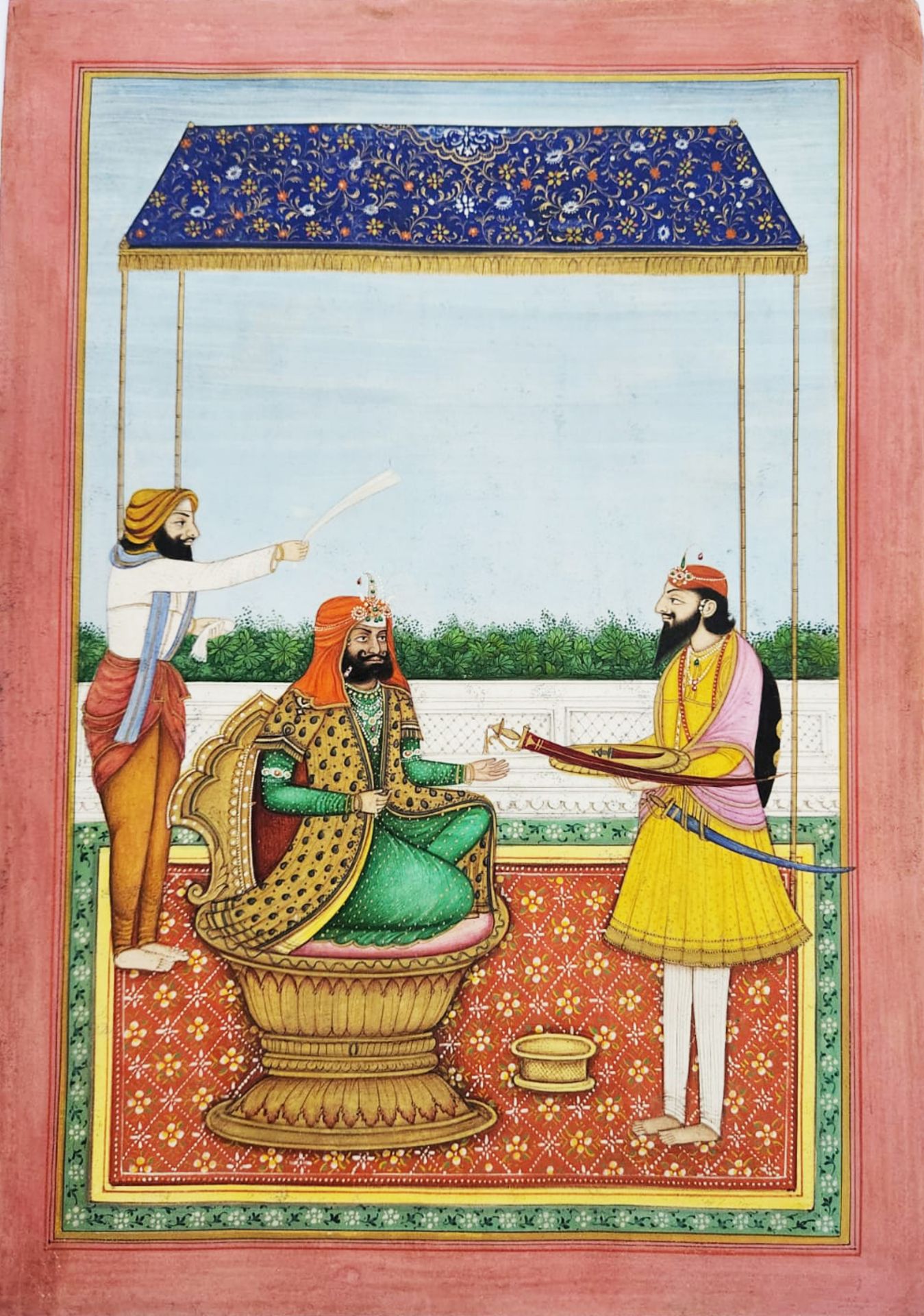 MAHARAJA SHER SINGH RECEIVES A SWORD FROM RAJA DHIAN SINGH. DELHI SCHOOL, CIRCA 19TH CENTURY - Bild 3 aus 4