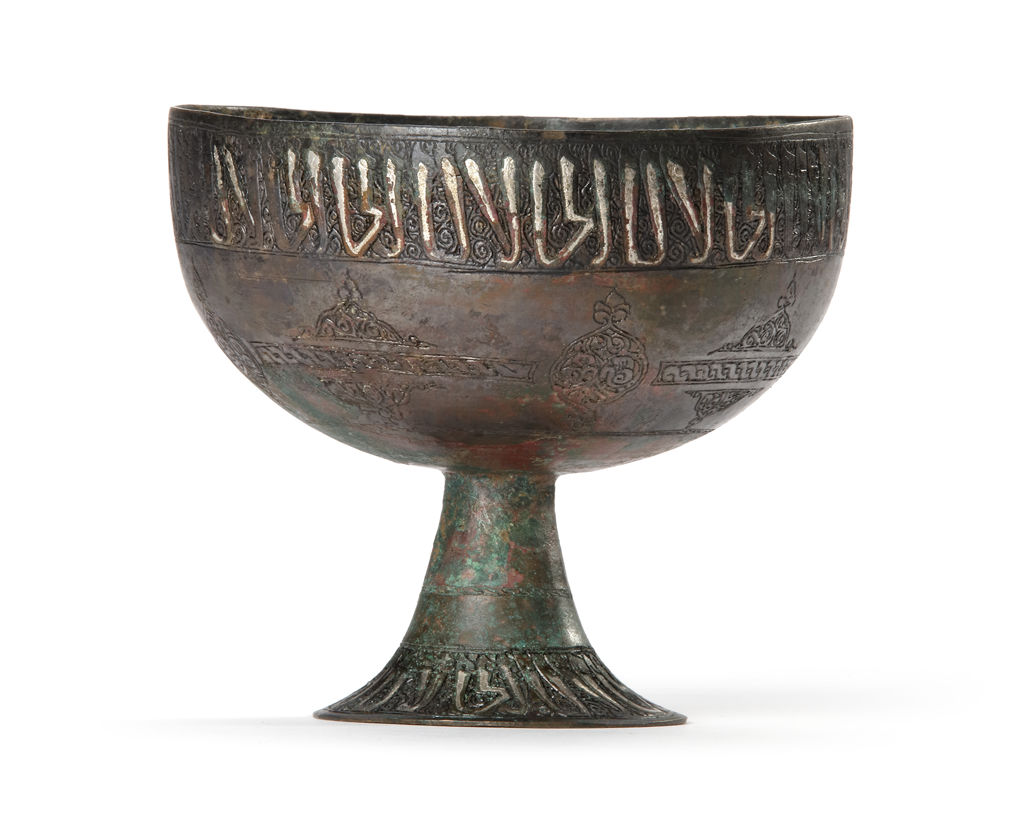A SILVER-INLAID BRONZE FOOTED BOWL, PERSIA KHORASSAN, 12TH-13TH CENTURY - Image 2 of 6